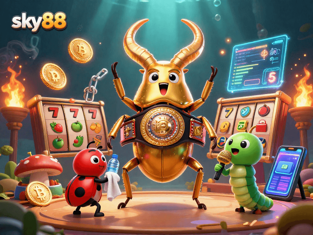 Experience the excitement of sky88 with vibrant slot games and engaging characters in action.