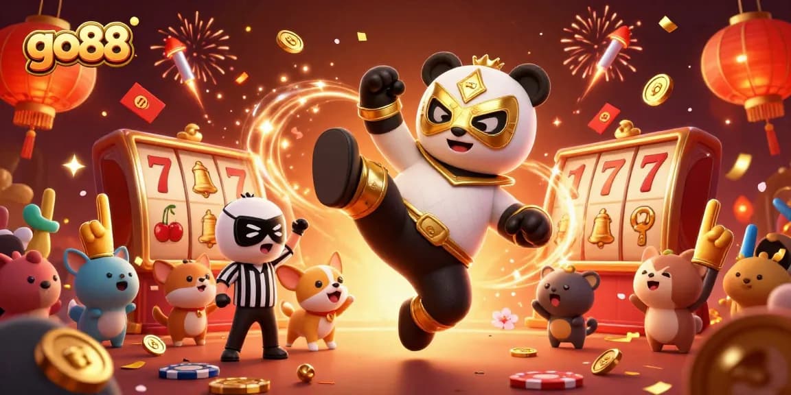Experience the excitement of go88 as animated characters bring thrill to the casino scene with slot reels.
