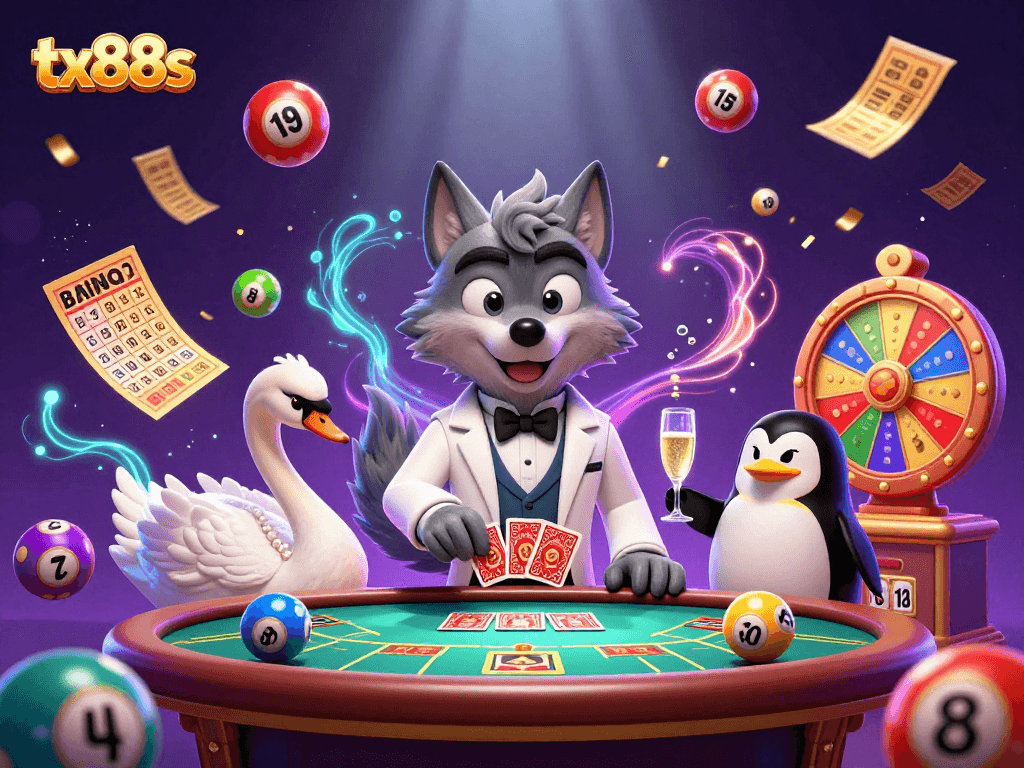 Experience exciting games at tx88s with stylish characters enjoying a vibrant casino atmosphere.