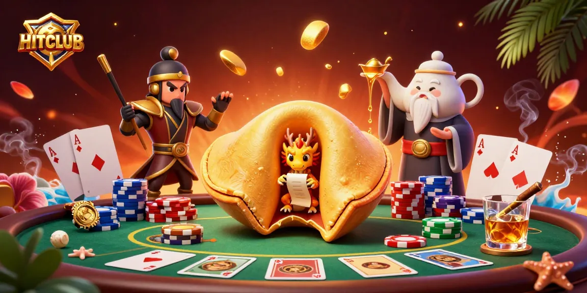 Engage in thrilling HITCLUB poker action with dynamic characters and vibrant casino elements.