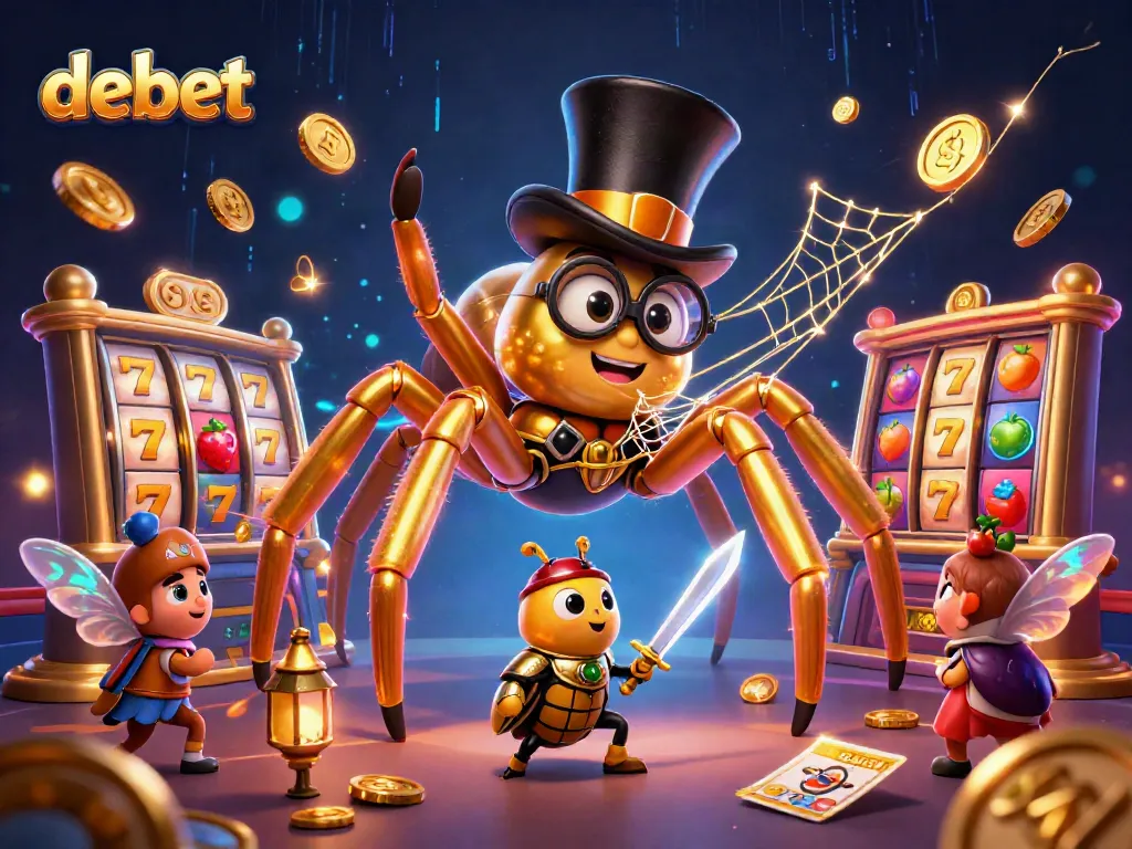 Experience the thrill of debet with dynamic slot reels, golden coins, and a vibrant casino atmosphere.