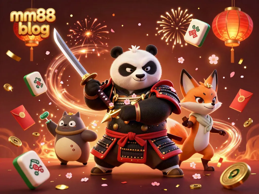 Win big with mm88 blog's vibrant 3D illustration showcasing gaming excitement and dynamism.